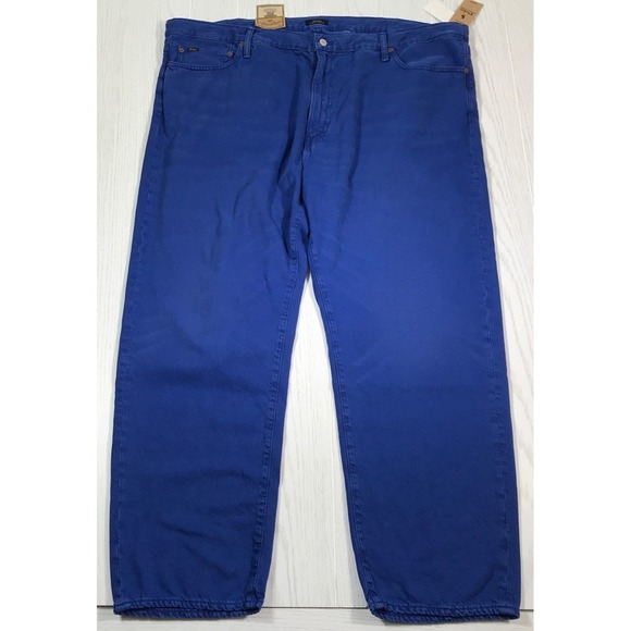 Polo Ralph Lauren Varick Slim Straight Jeans Mens 48x30 Blue Hemp Denim New - Picture 1 of 12